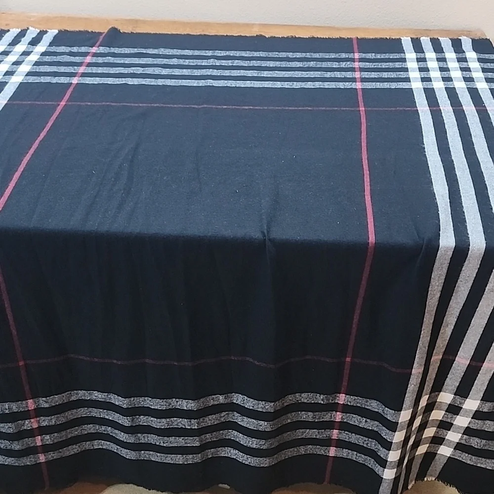Brandi Melville Black White And Red Striped Scarf With Fringe